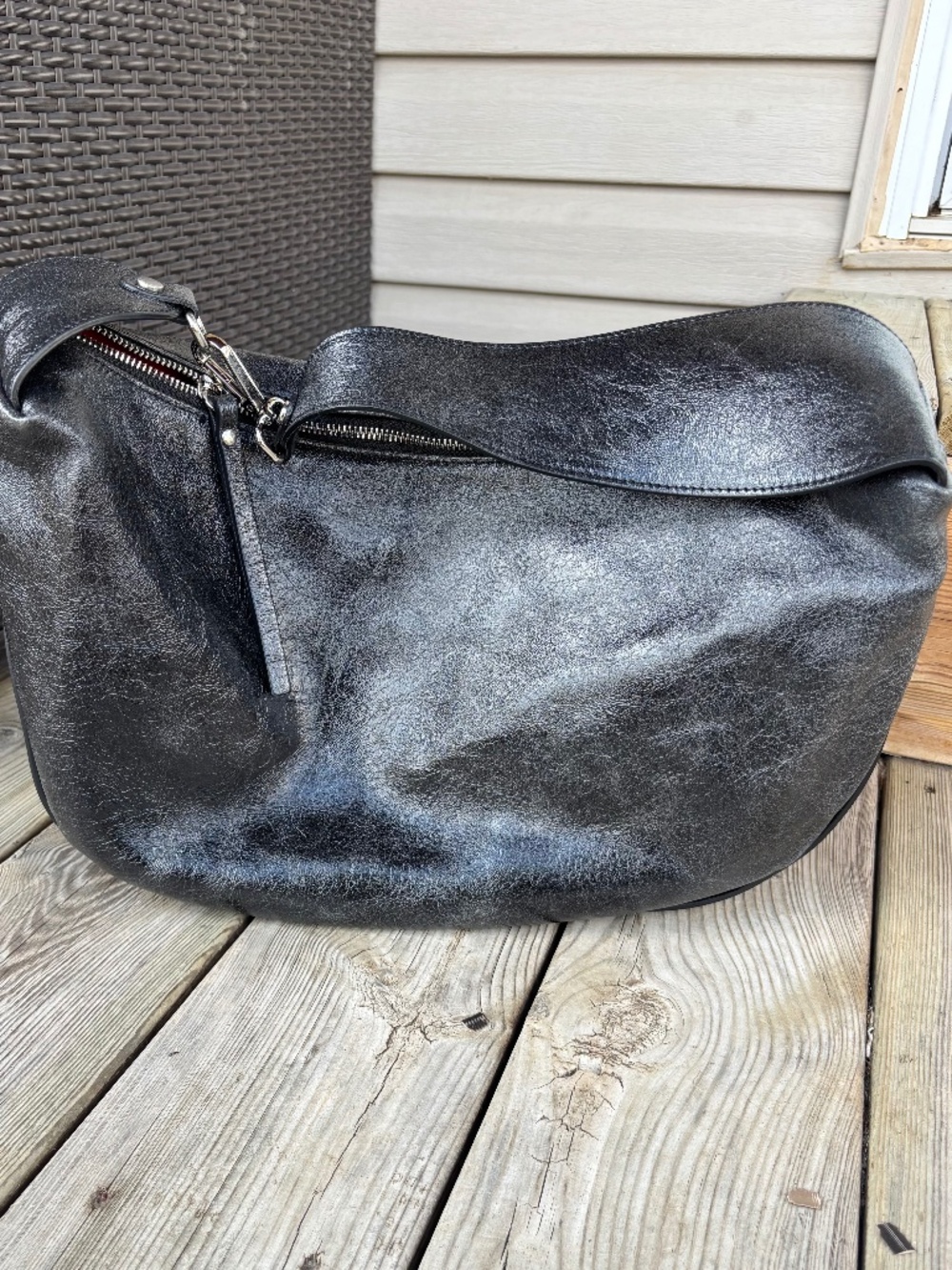 Italian Leather Slouchy Hobo Bag Black Cavalcanti Genuine Leather Made in Italy